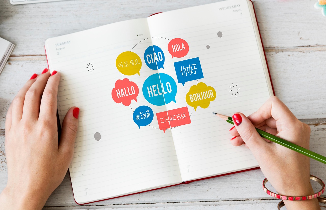 Notebook showing hello written in many languages